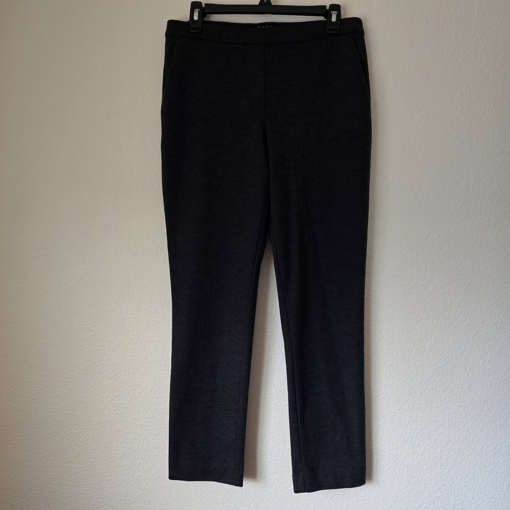 Theory Women Sz 8 Black Thaniel Jersey Flannel Wool Pull-On Stretch Dress Pants